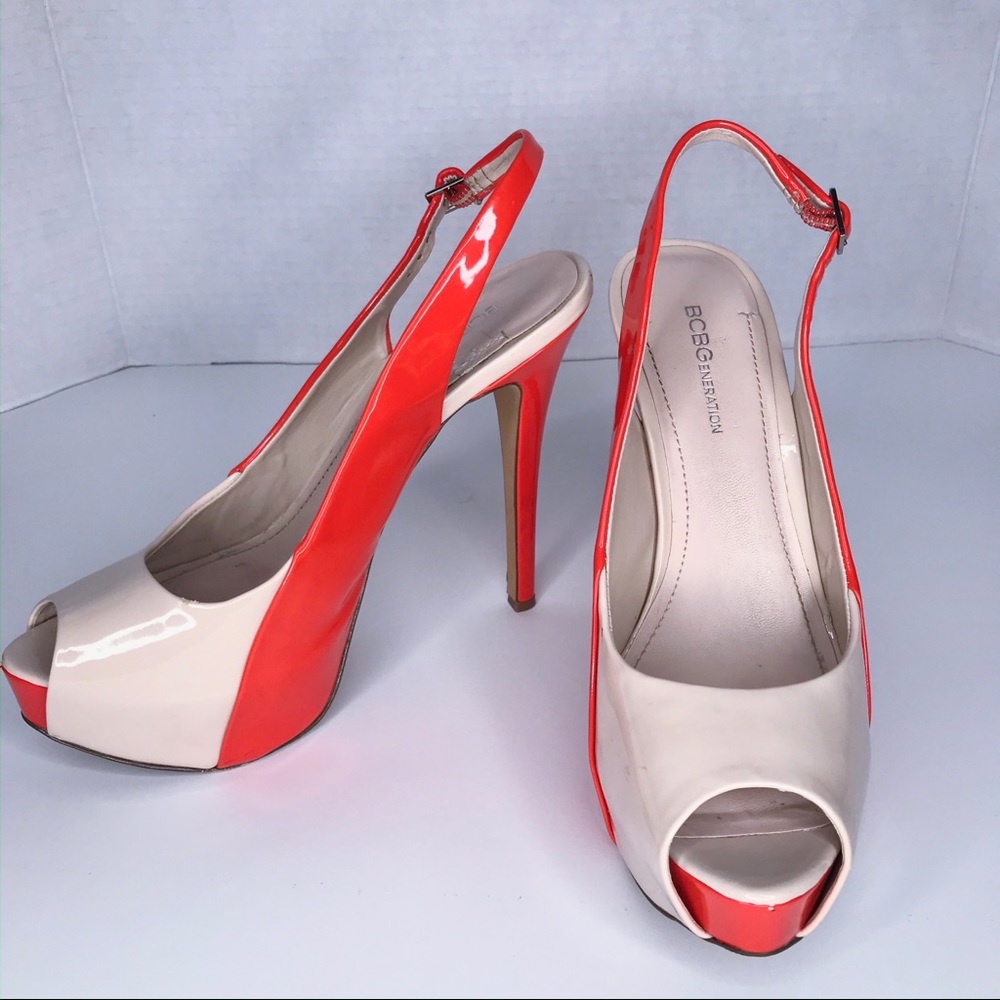 Bcbgeneration Parent Leather Peeptoe Platform Pump - image 1